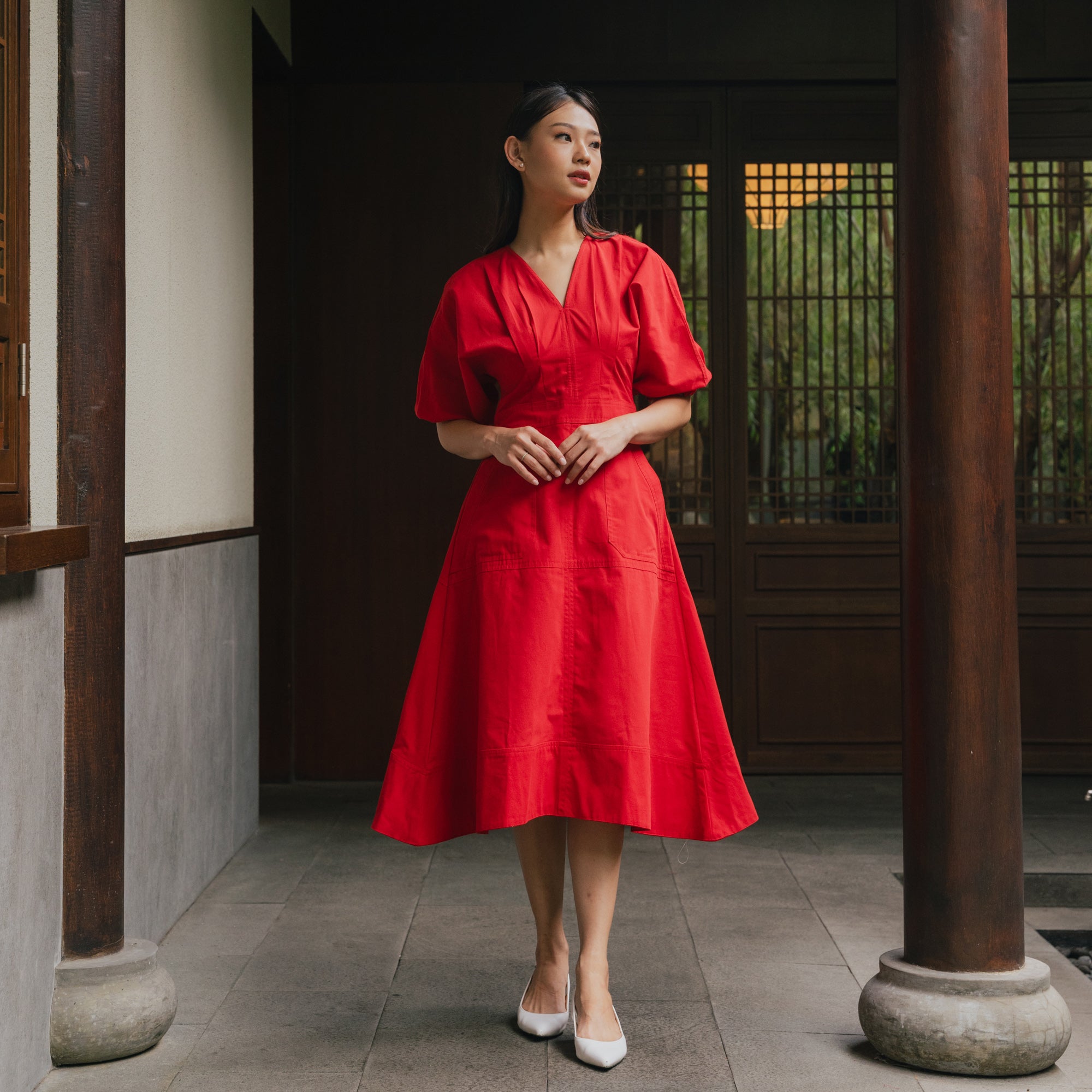 Lolliestory Algae Cotton Midi Dress