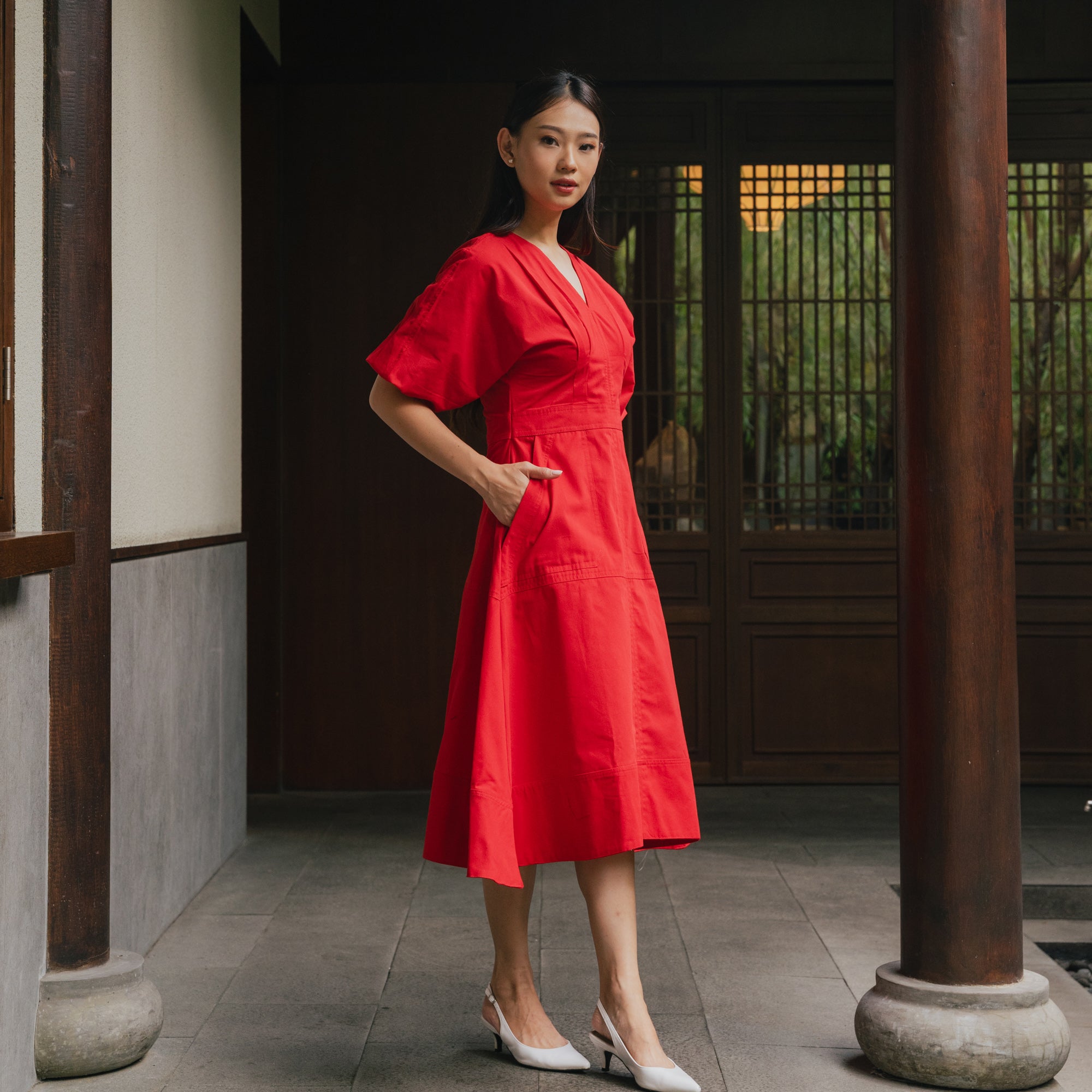 Lolliestory Algae Cotton Midi Dress
