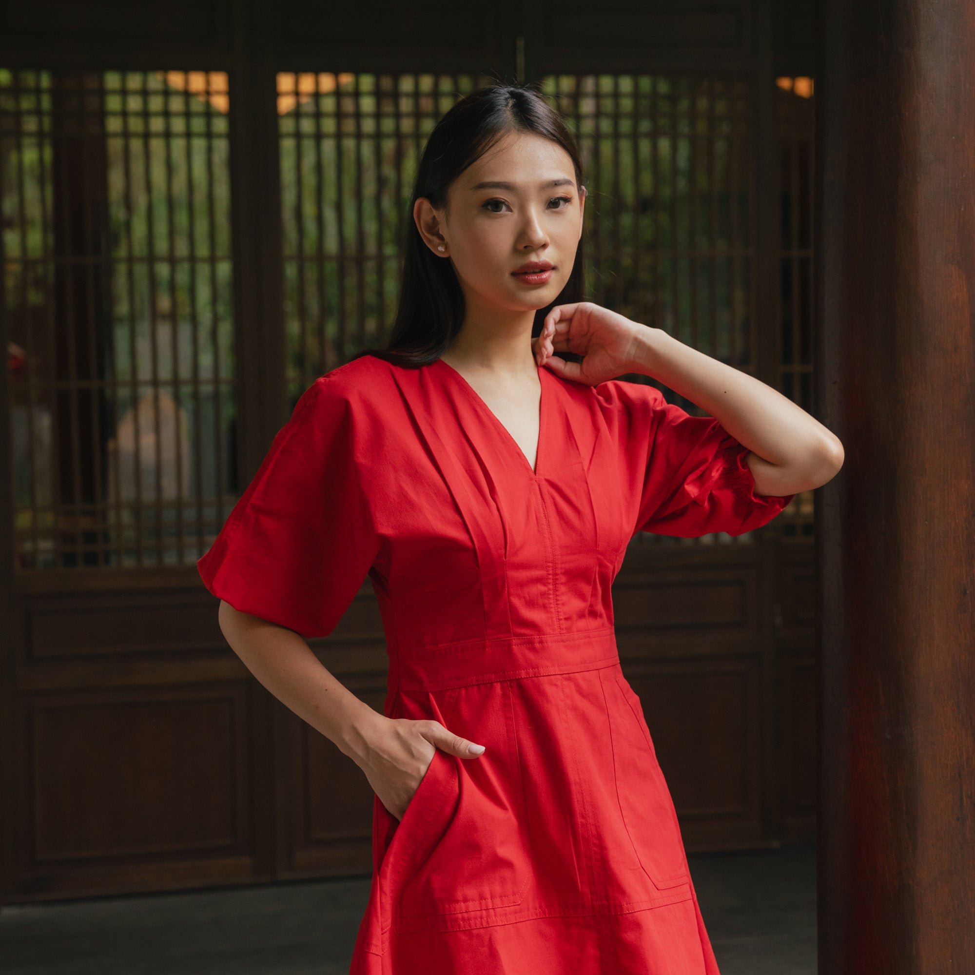 Lolliestory Algae Cotton Midi Dress