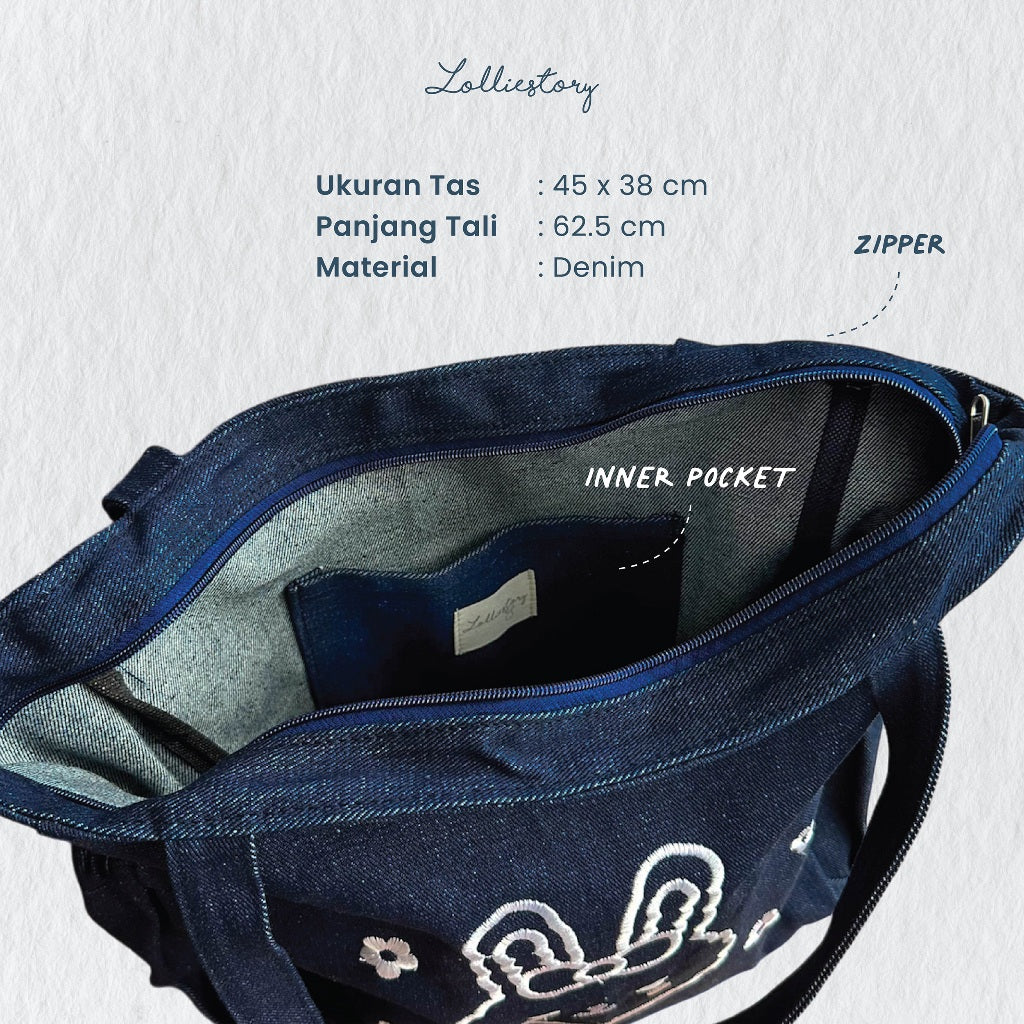 Lolliestory Merchandise Denim Tote Bag