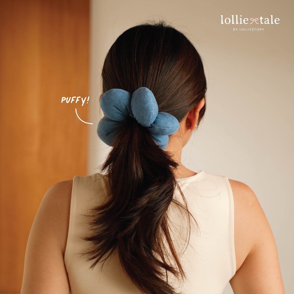 Lolliestory Merchandise Denim Puffy Scrunchie