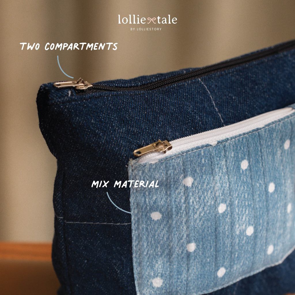 Lolliestory Merchandise Polkadot Denim Pouch