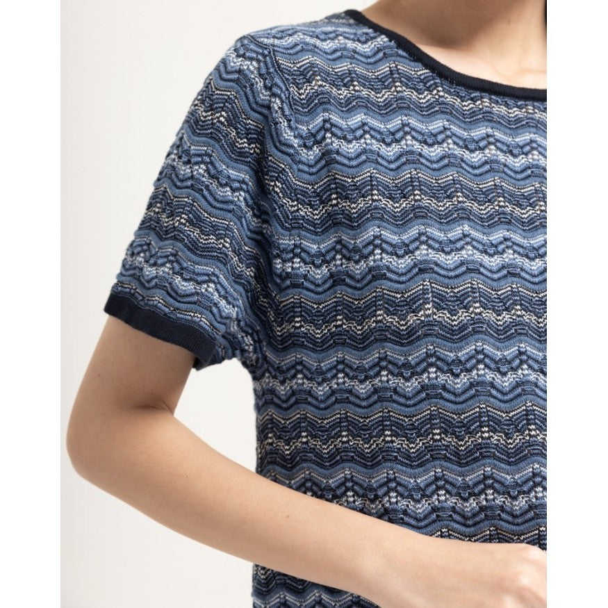 CHERIE - Zoe Pattern Knit Midi Dress Blue