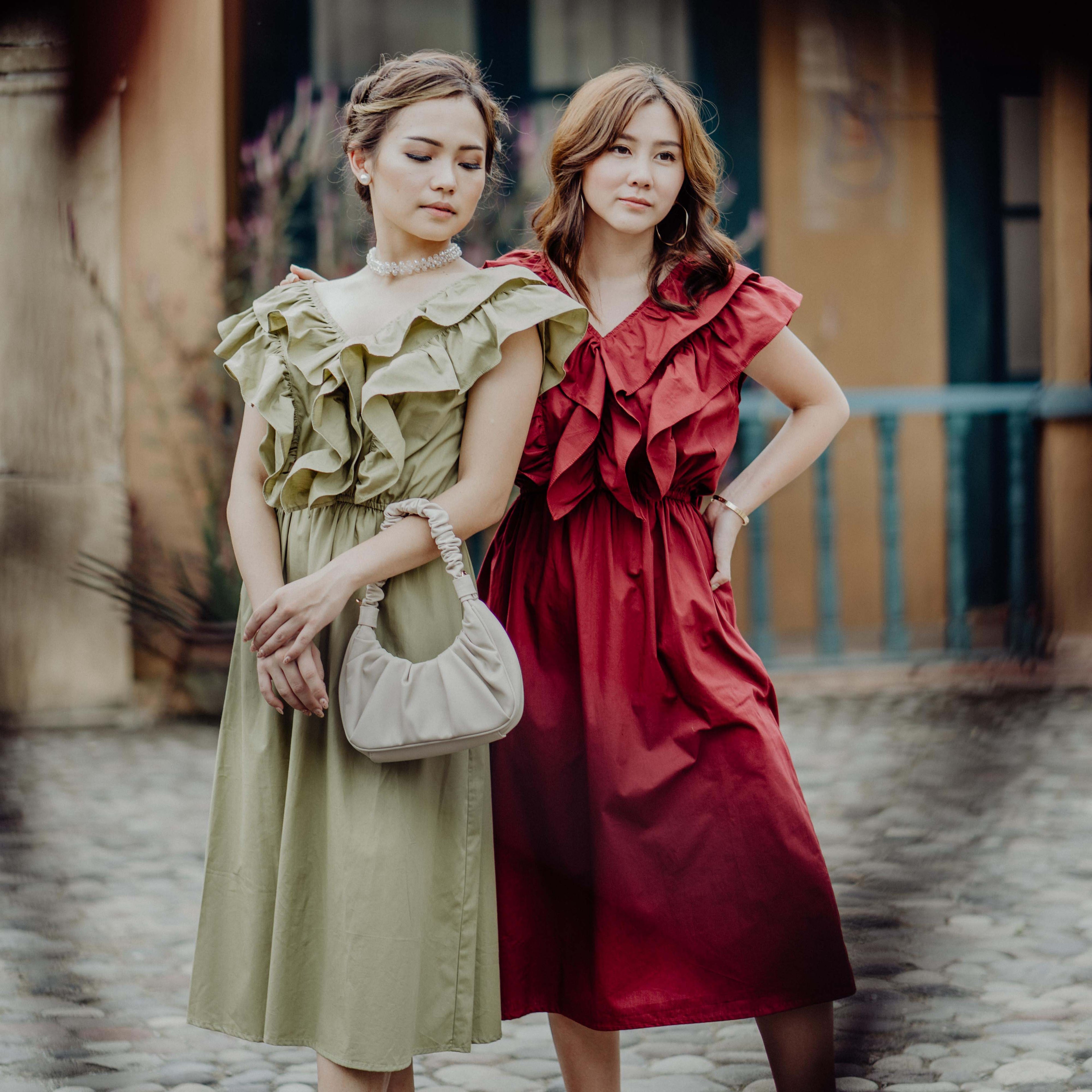 Lolliestory Cora Ruffle Midi Dress - Lolliestory