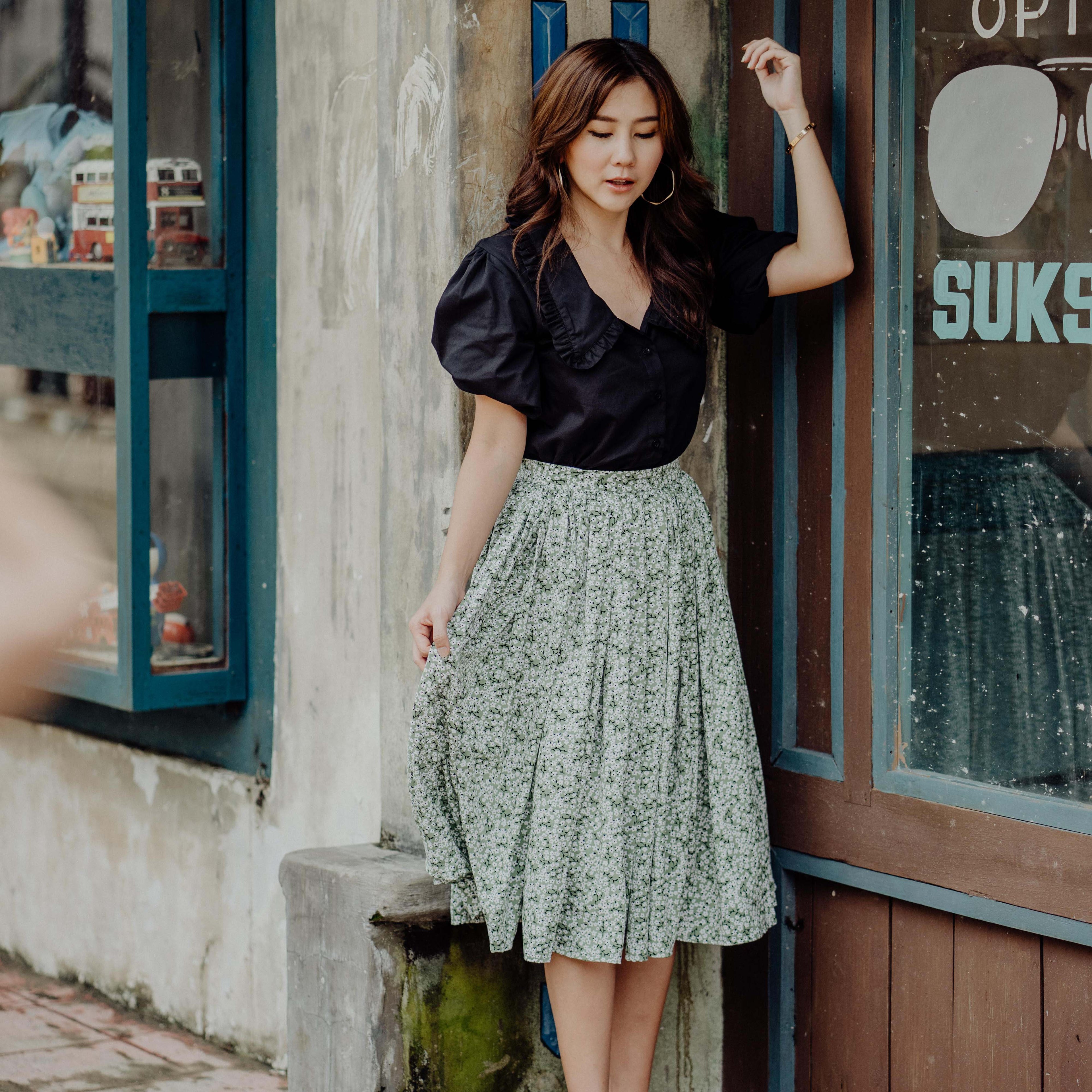 Terry Flare Midi Skirt - Lolliestory