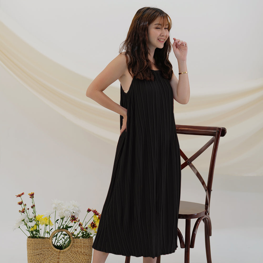 Adriella Pleated Midi Dress - Lolliestory