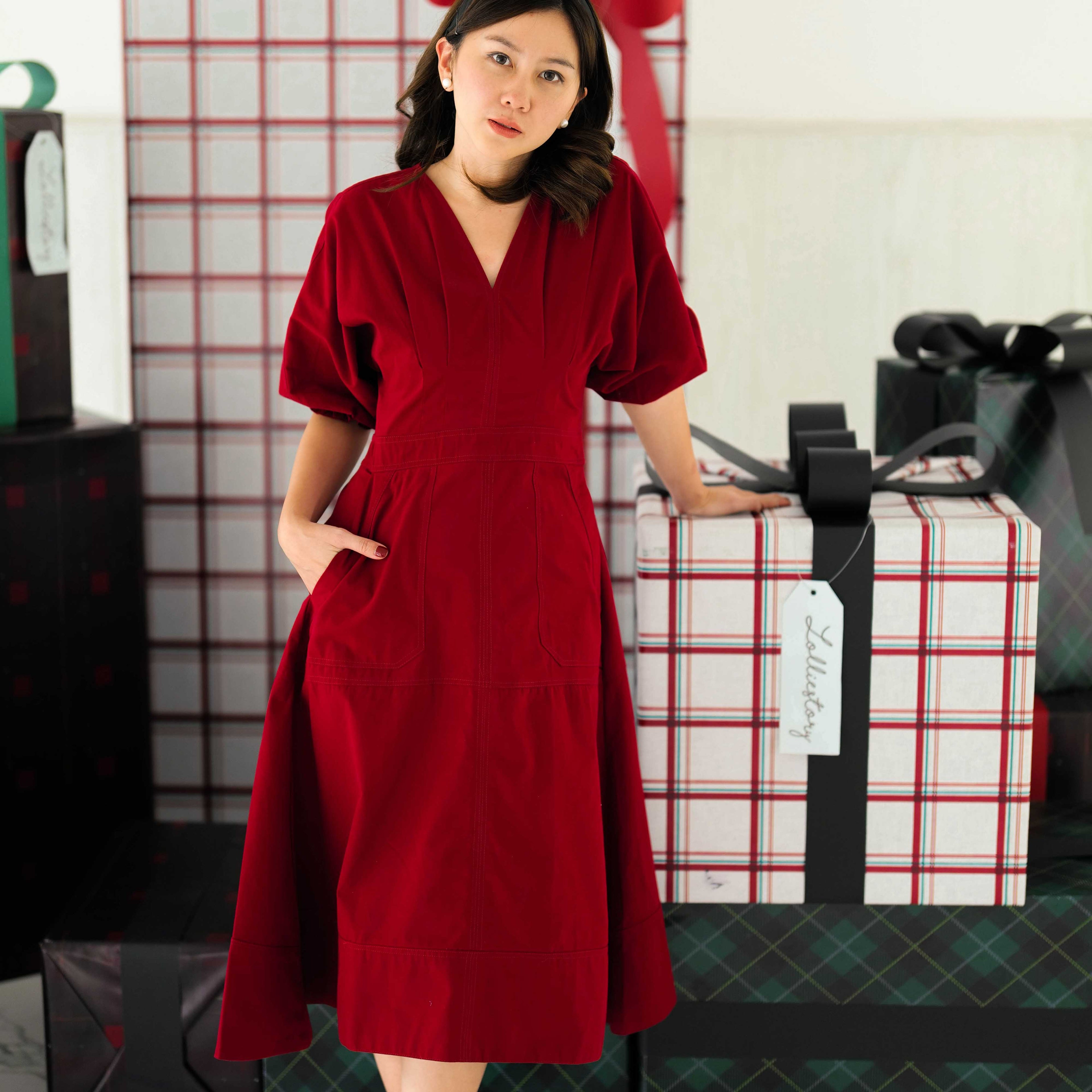 Lolliestory Algae Cotton Midi Dress - Lolliestory