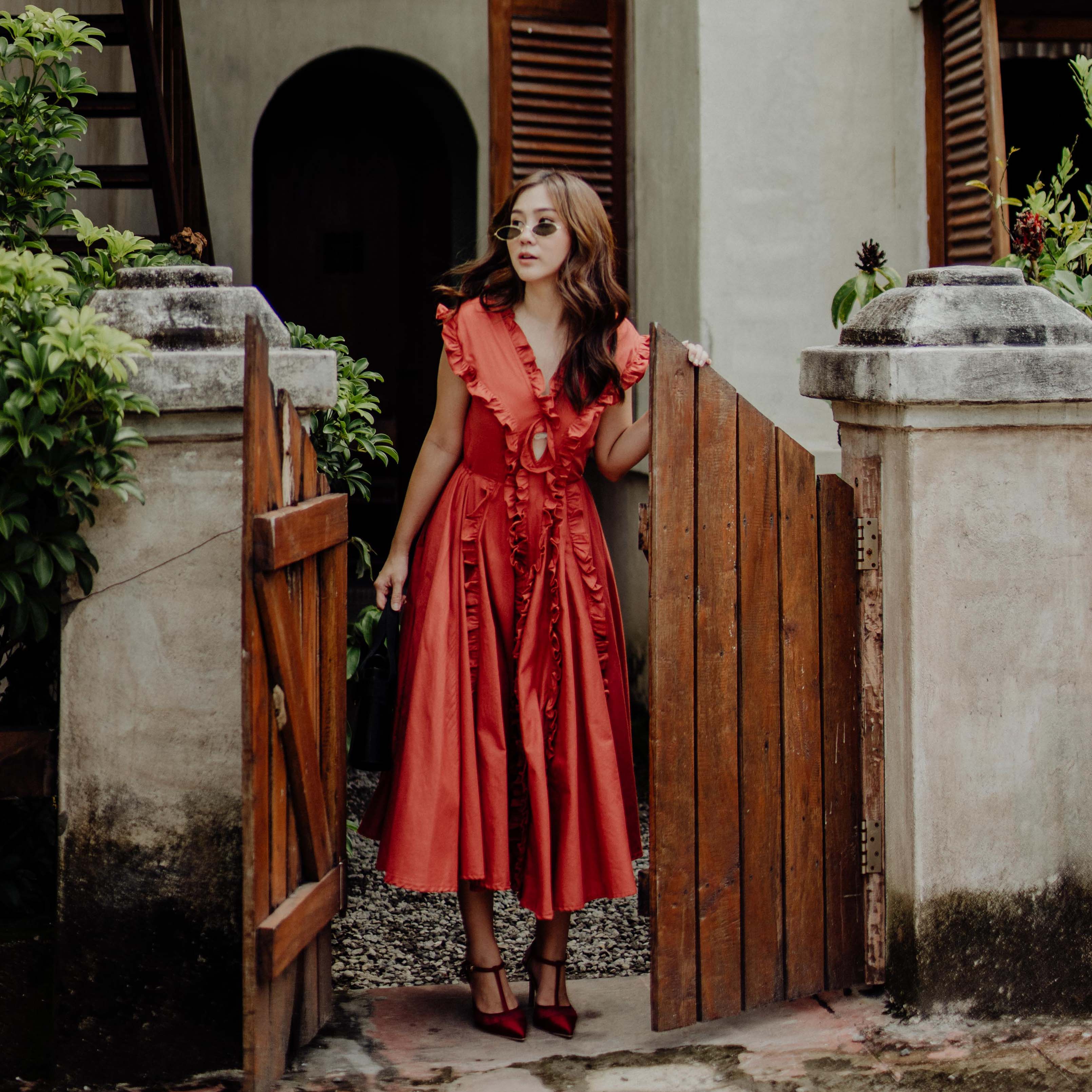 Shirley Cotton Ruffle Midi Dress - Lolliestory