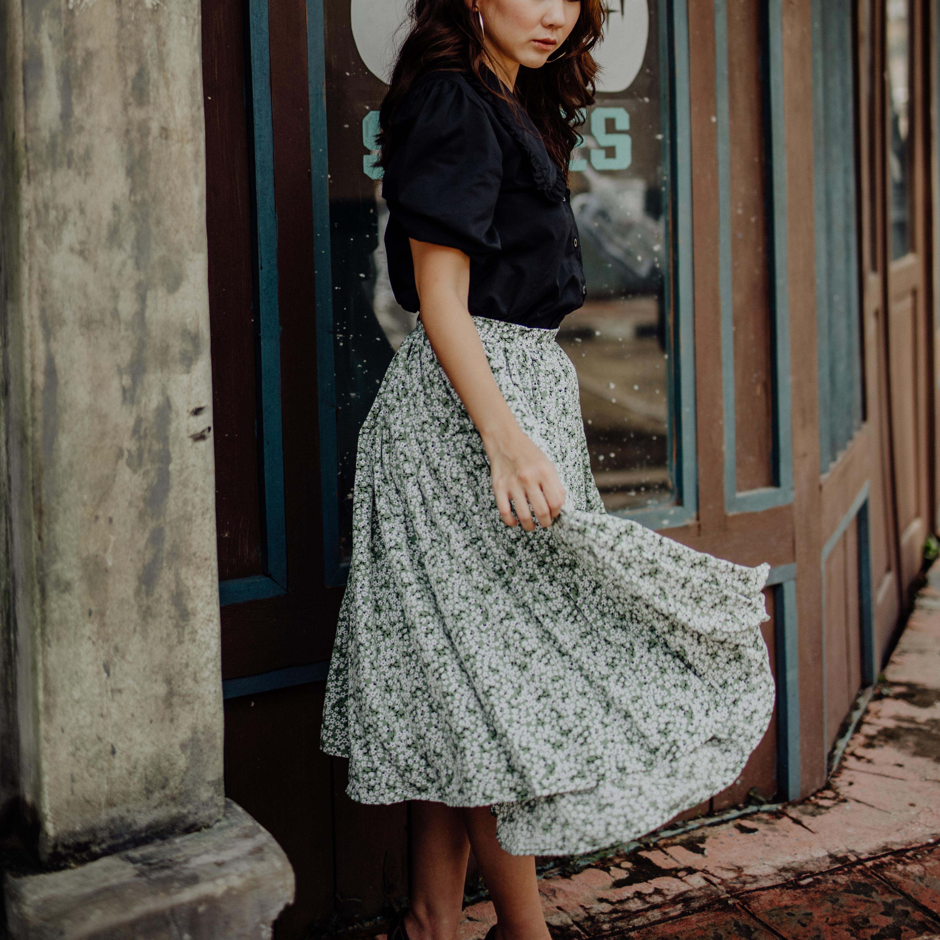 Terry Flare Midi Skirt - Lolliestory