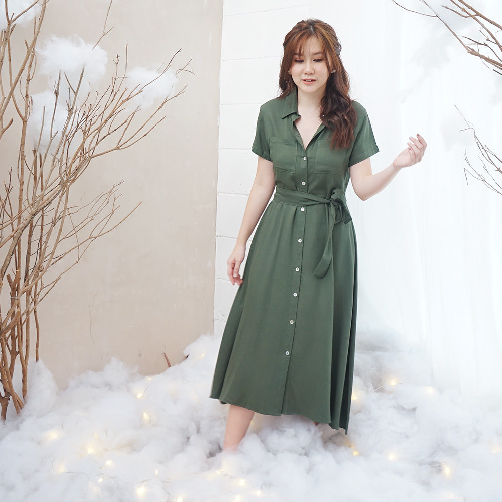Heather Simple Midi Dress - Lolliestory
