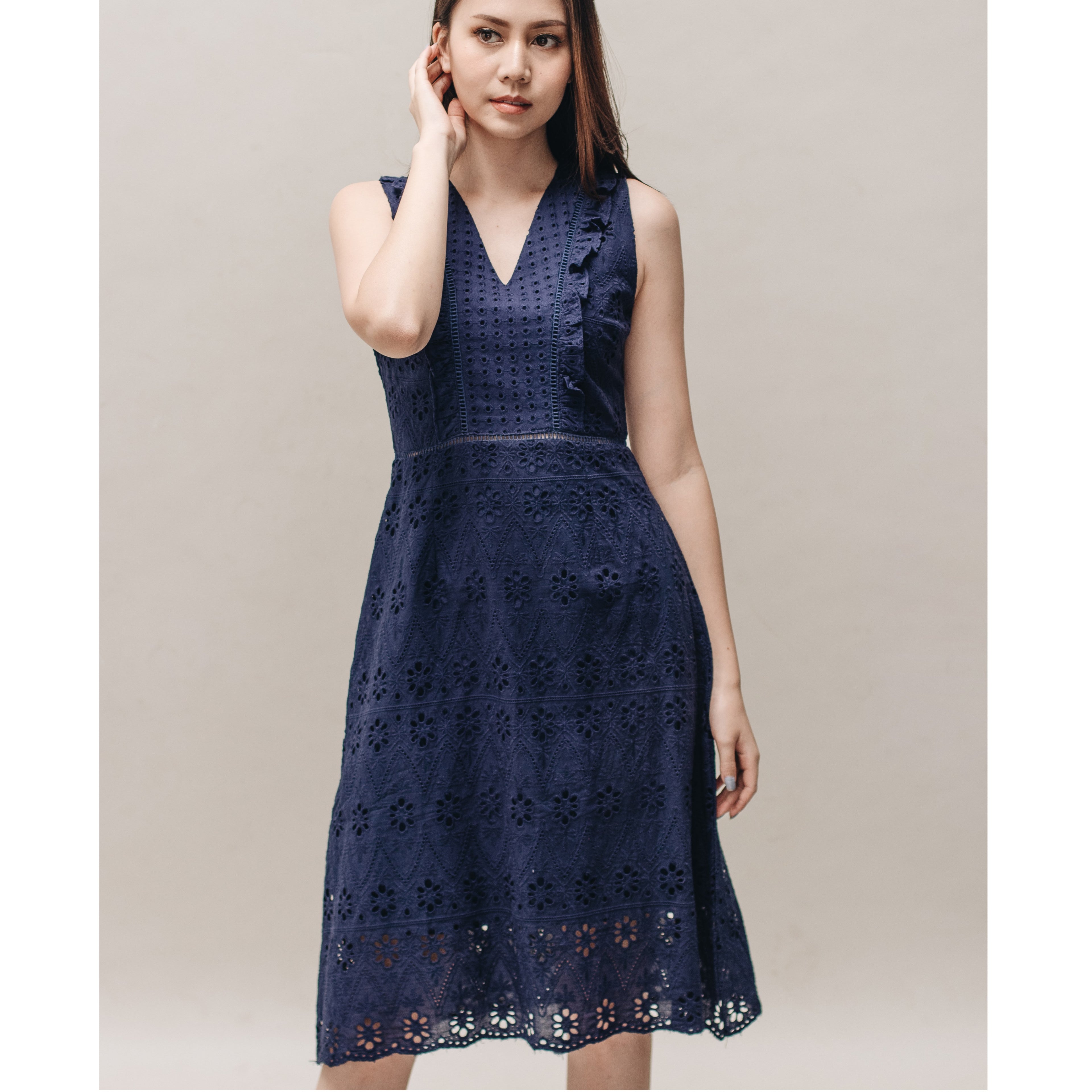 Gaby Embroidery Midi Dress - Lolliestory