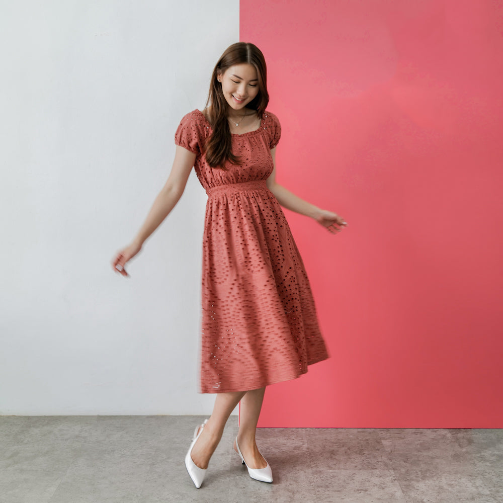 Lolliestory Rivka Embroidery Midi Dress