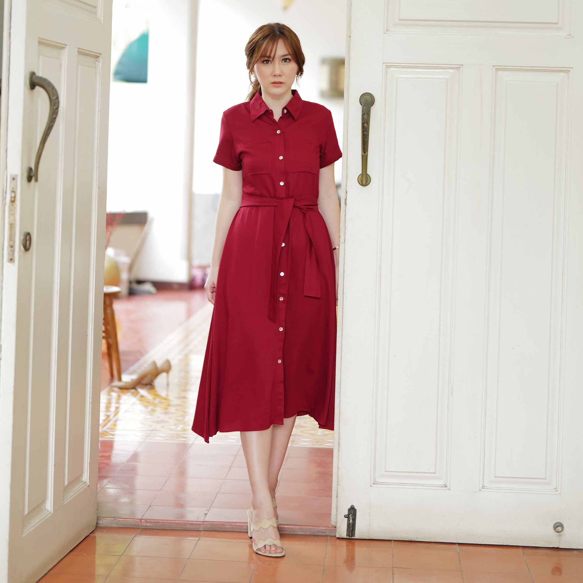 Heather Simple Midi Dress - Lolliestory