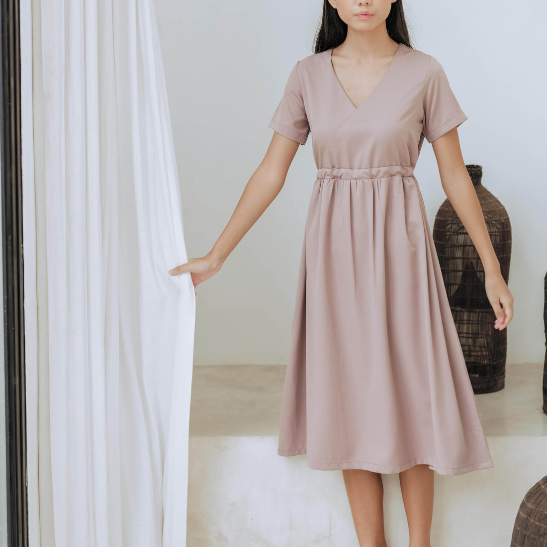Lolliestory Walnut SImple Midi Dress - Lolliestory