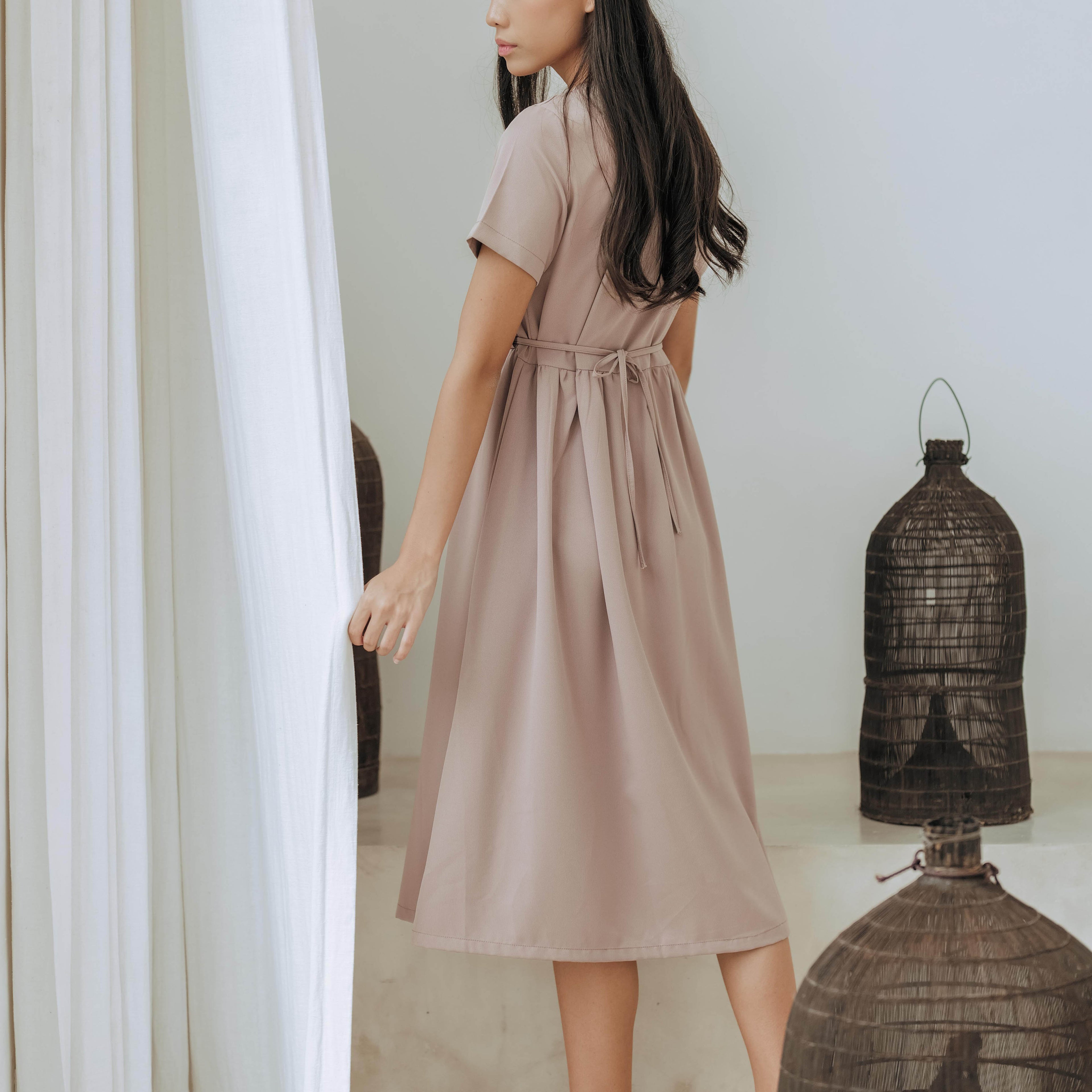 Lolliestory Walnut SImple Midi Dress - Lolliestory
