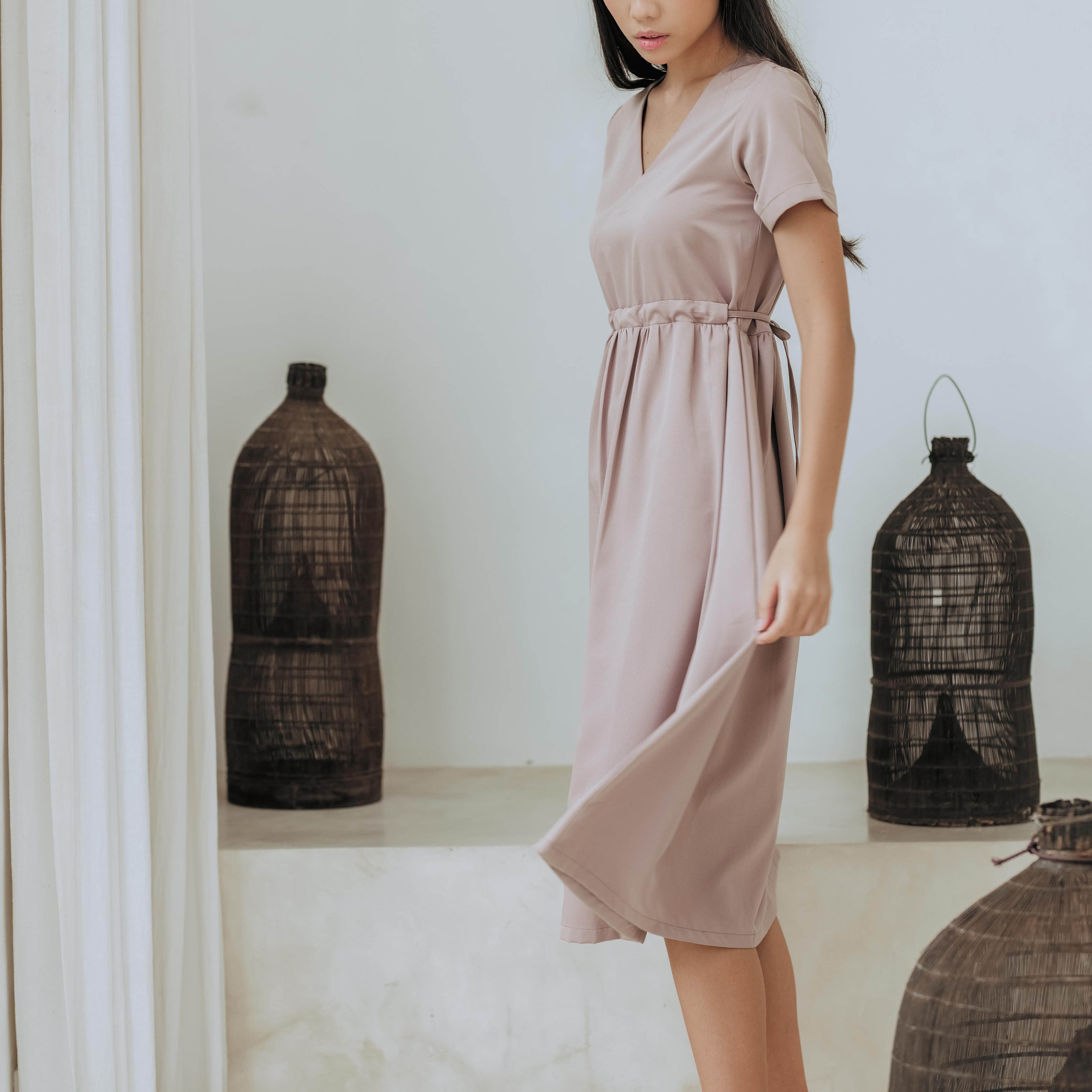 Lolliestory Walnut SImple Midi Dress - Lolliestory