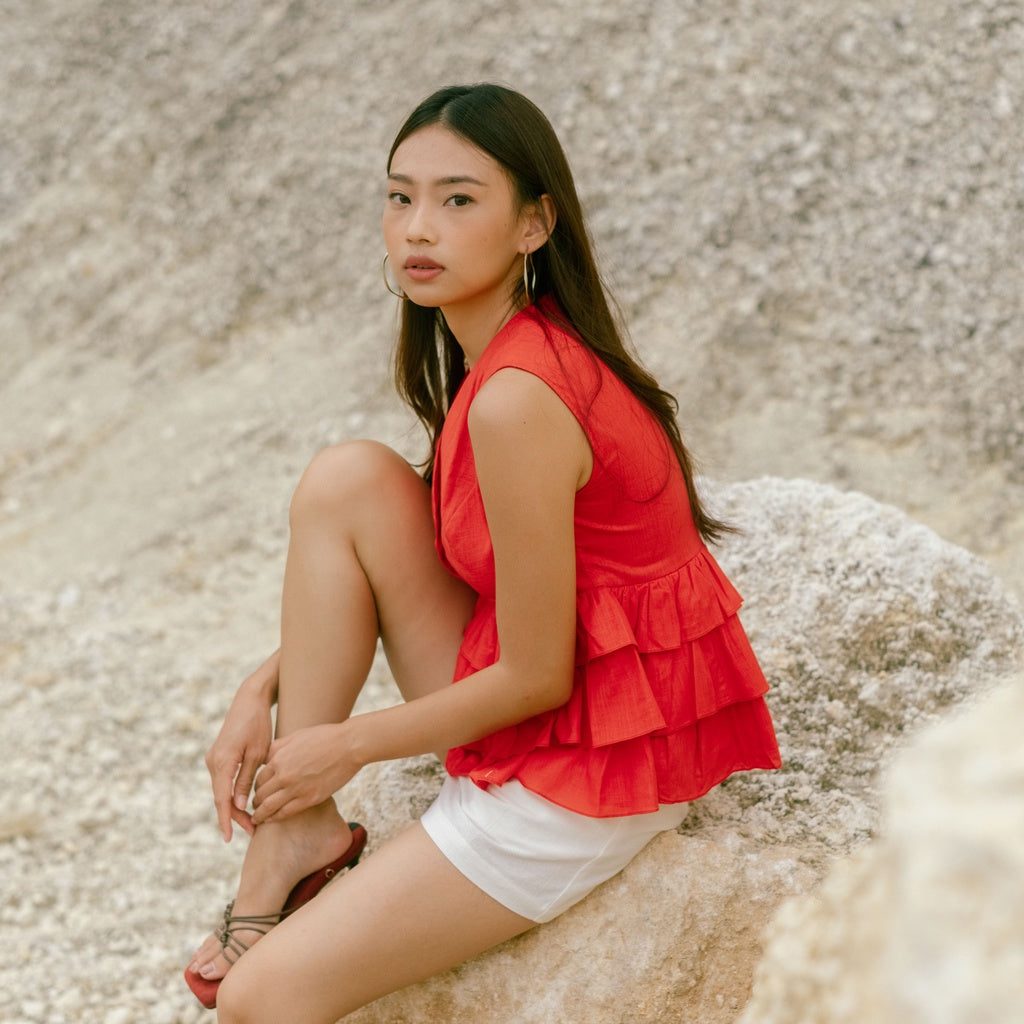 Lolliestory Carmie Cotton Peplum Top