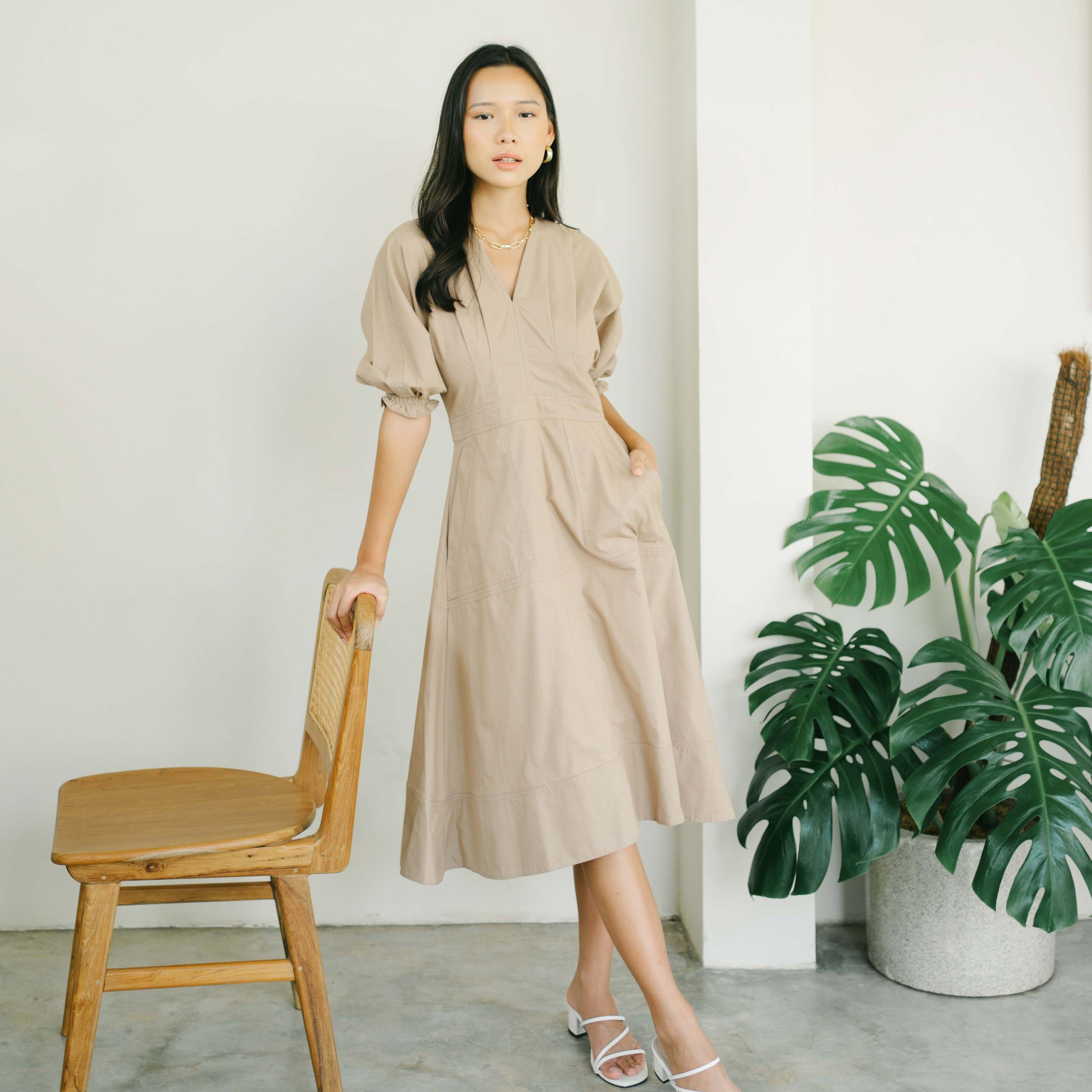Lolliestory Algae Cotton Midi Dress - Lolliestory