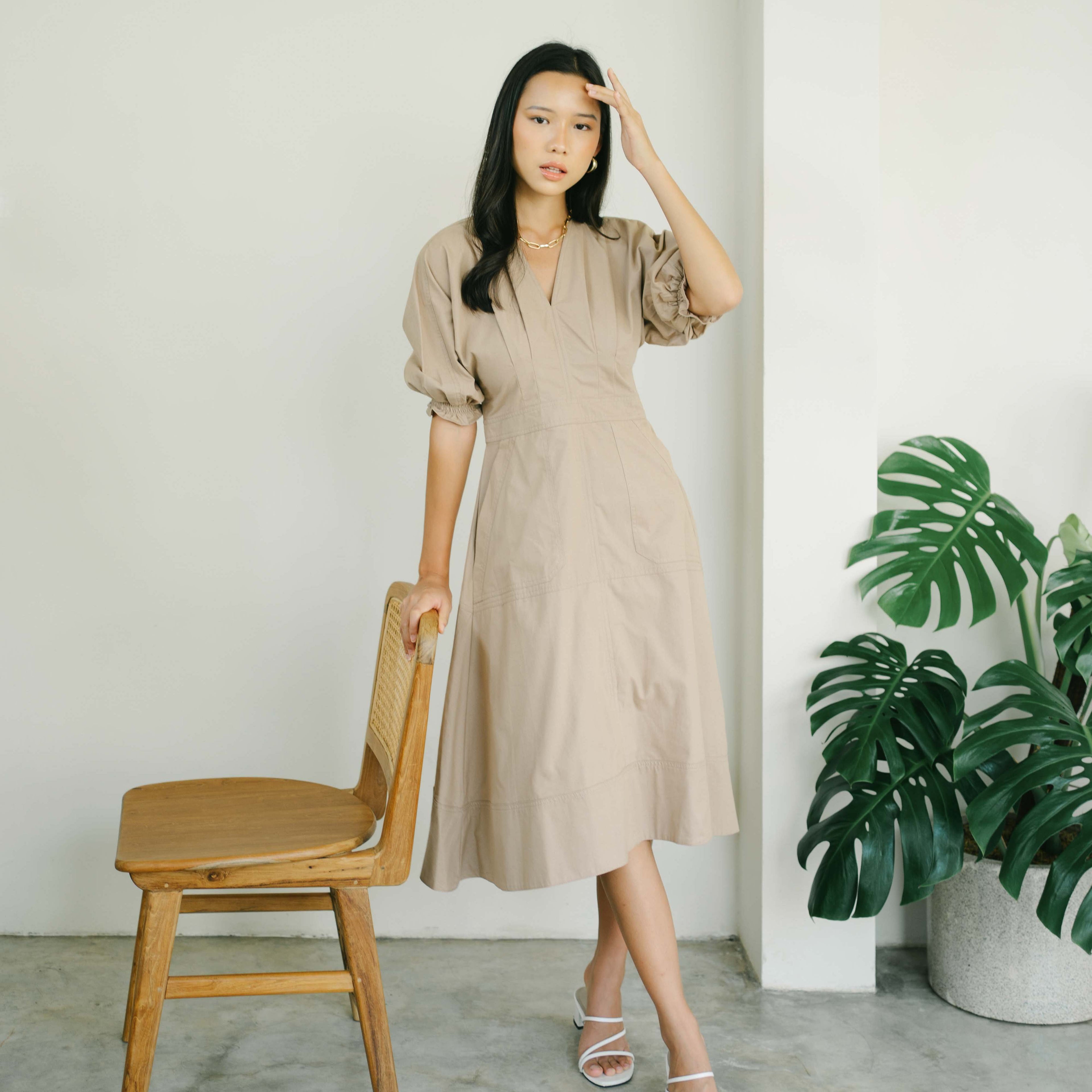 Lolliestory Algae Cotton Midi Dress - Lolliestory