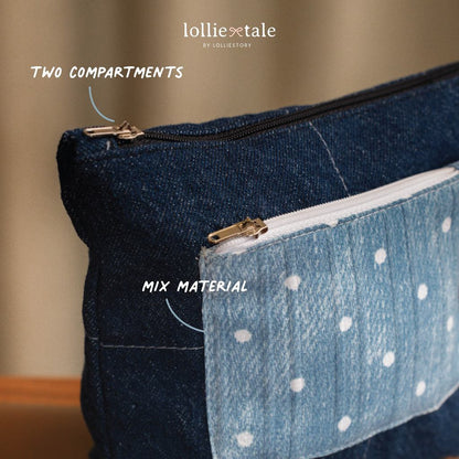 Lolliestory Merchandise Polkadot Denim Pouch