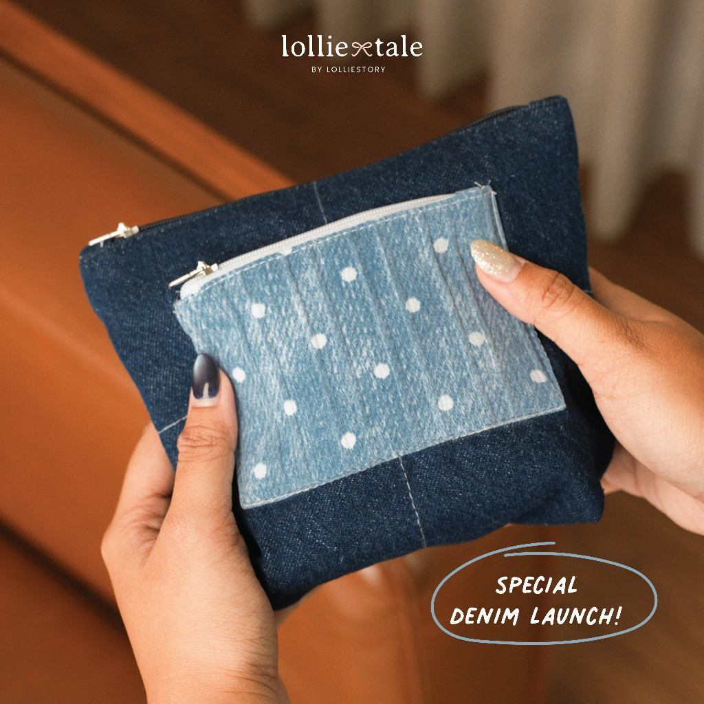 Lolliestory Merchandise Polkadot Denim Pouch