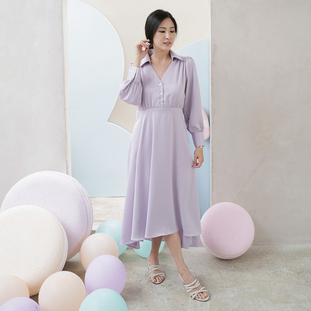 Rebecca Long-sleeves Midi Dress - Lolliestory