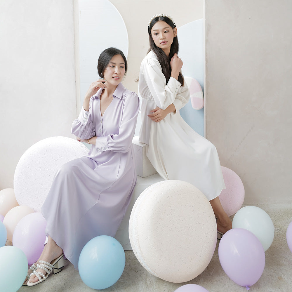 Rebecca Long-sleeves Midi Dress - Lolliestory